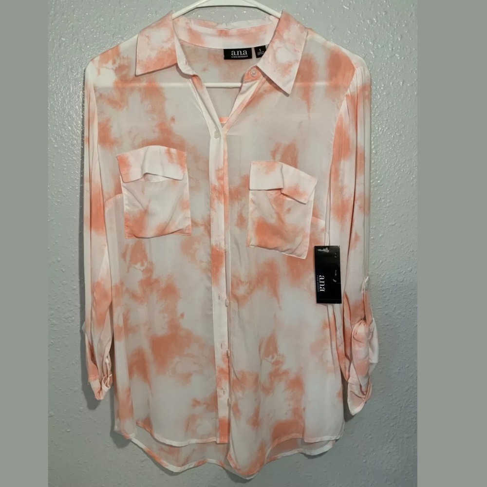 🩷 A.N.A A NEW APPROACH PEACHES N CREAM MARBLE BLOUSE